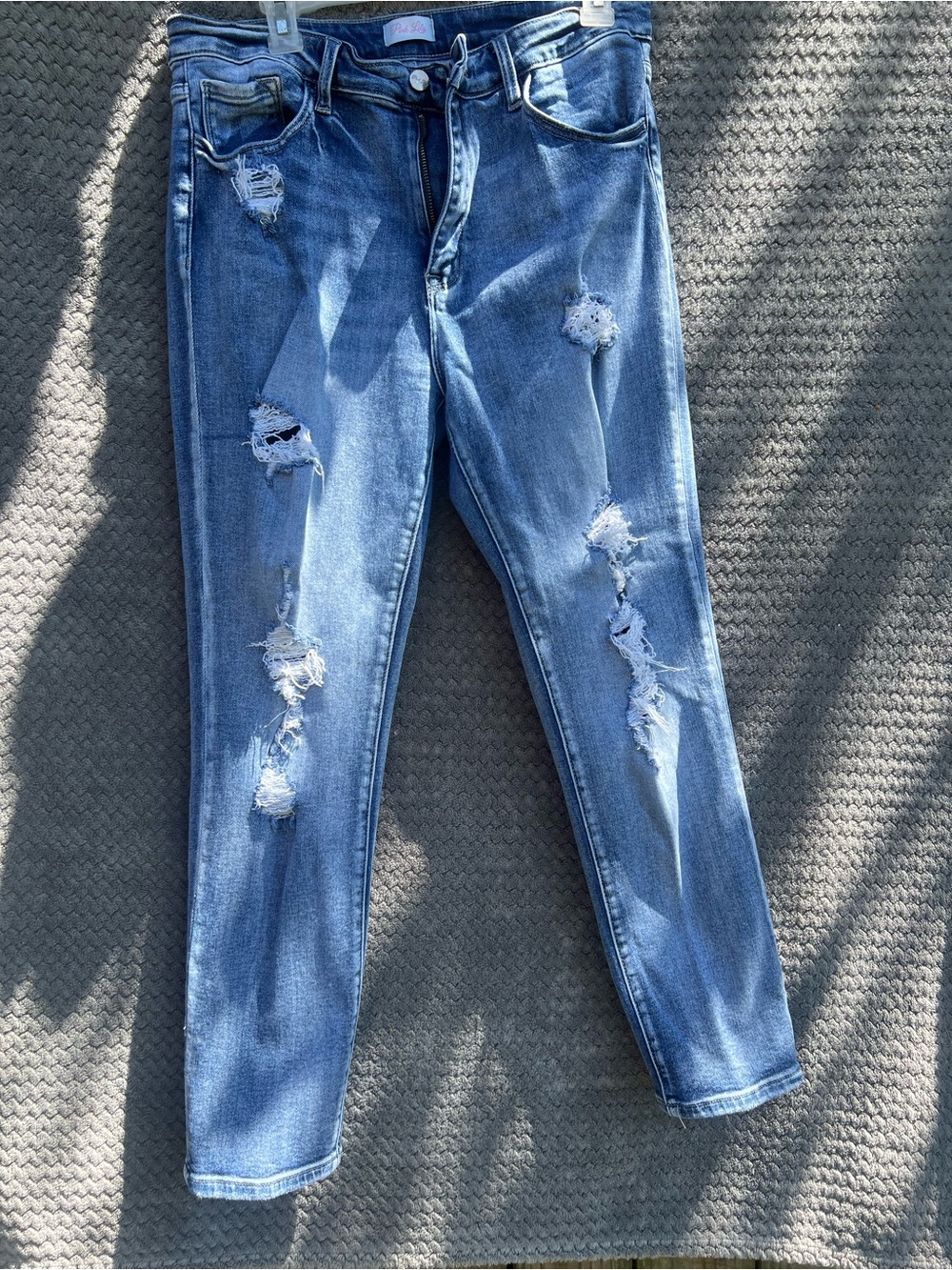 Pink Lily Distressed Skinny Jeans - Light Blue